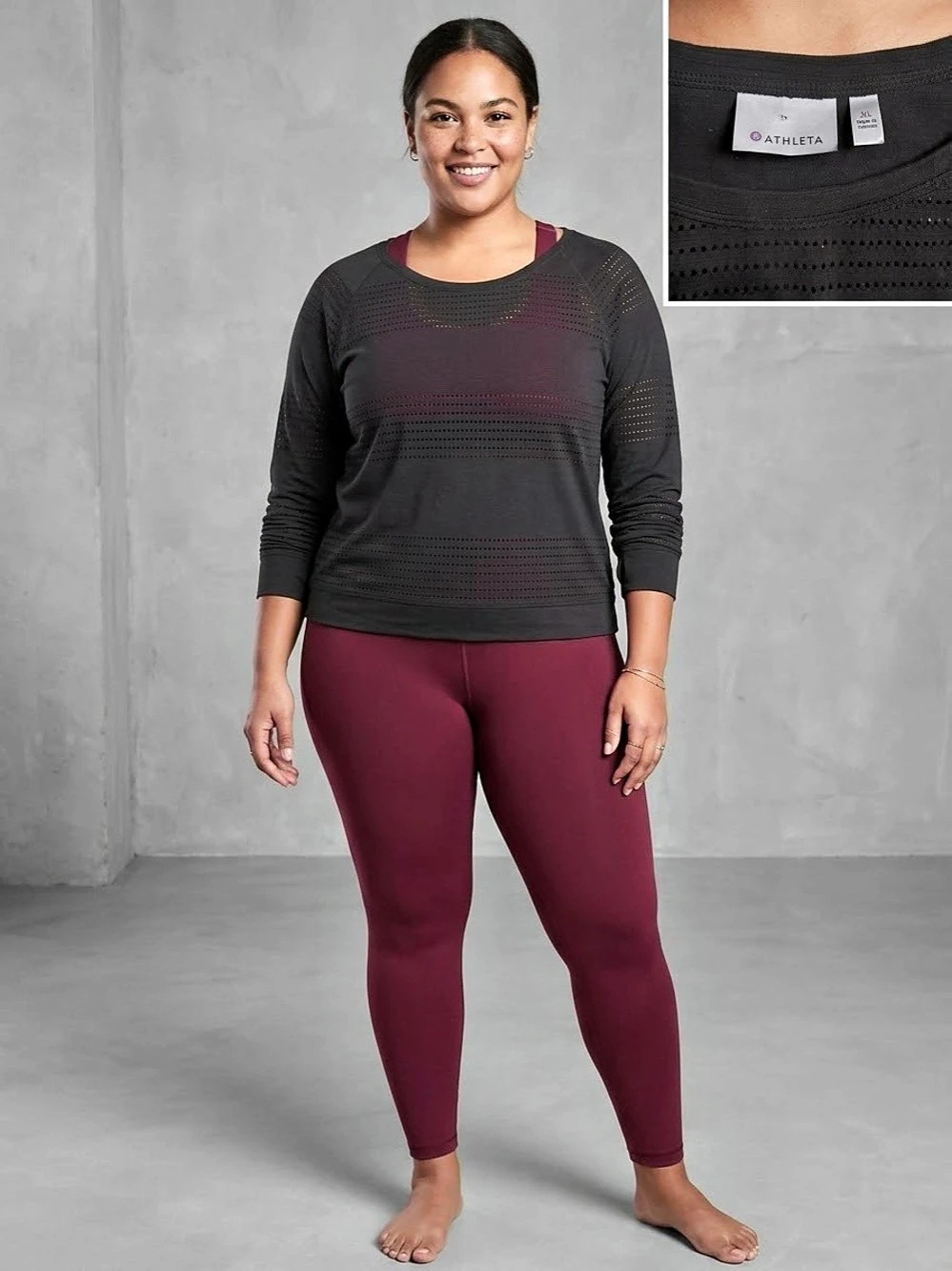 Athleta In Motion Seamless Long Sleeve Top Black XL